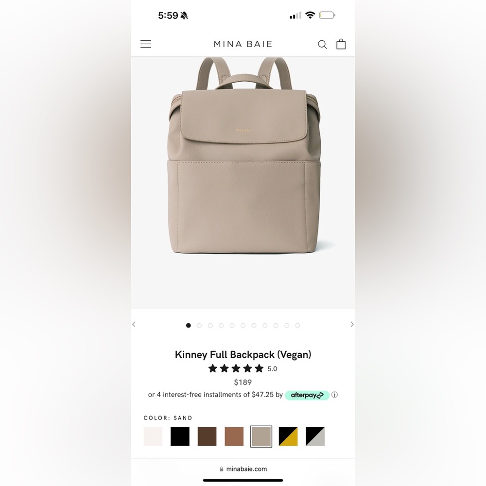 Mina Baie- Kinney Full Backpack (Vegan) in color Sand